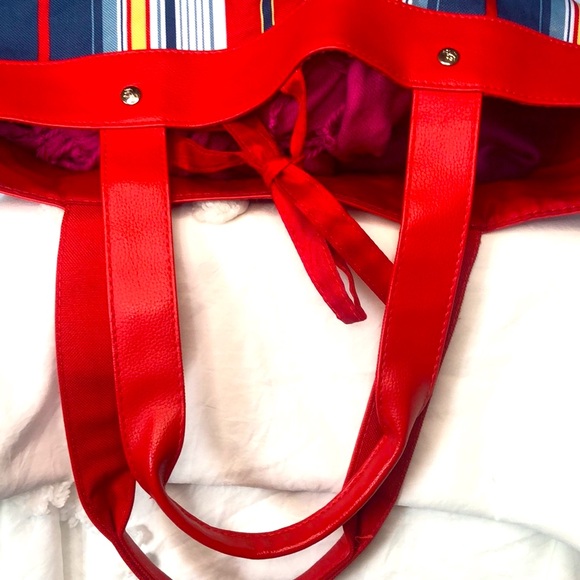 LANCÔME red, white, and blue striped cloth tote. - Picture 10 of 11